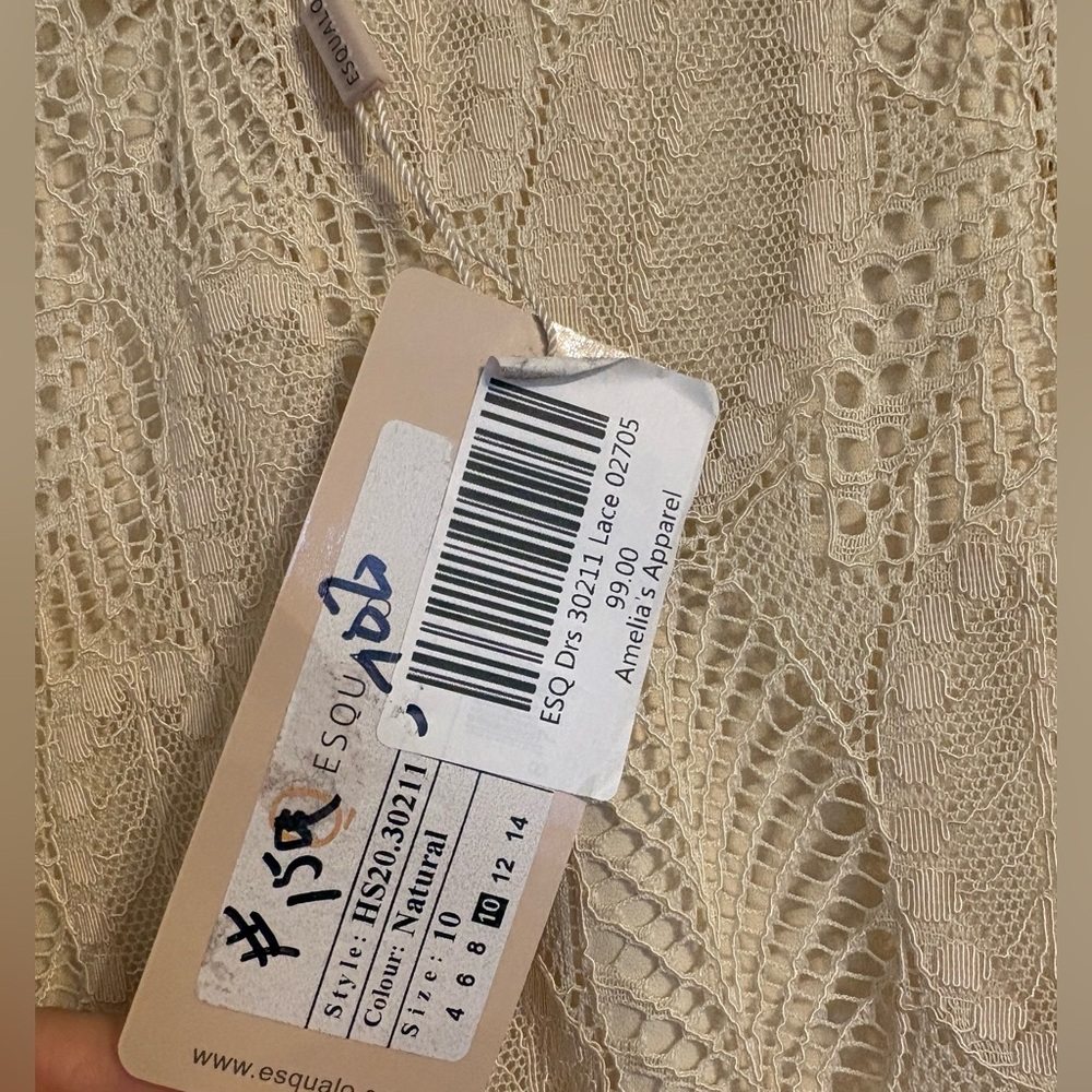 NEW ESQUALO Size 10 Cream Lace Crochet Tank Mini Dress - Picture 4 of 7